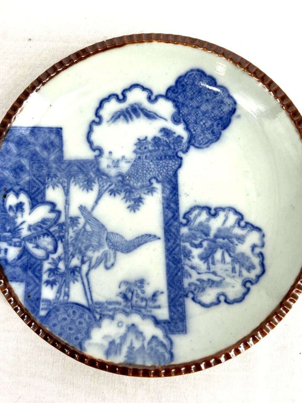 Meiji Plate Japanese Imari Igezara 19c 8.75" Floral Bird
